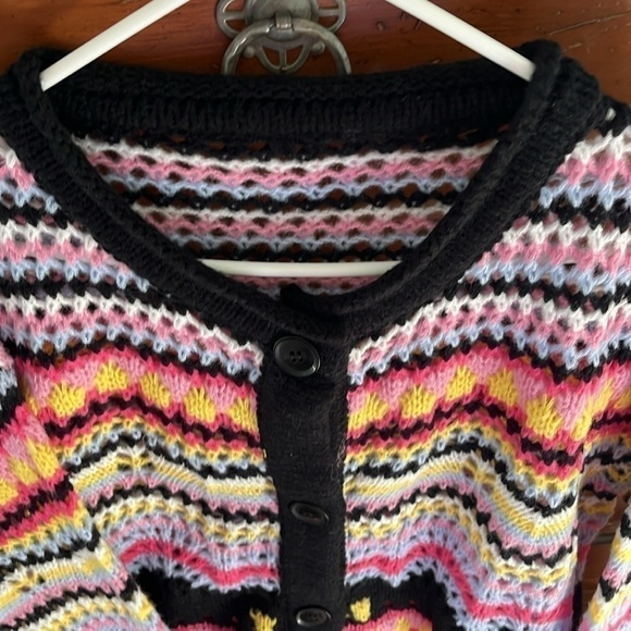 Women’s Black, Pink, Blue Knitted Cardigan Size Large NWOT - Picture 2 of 8